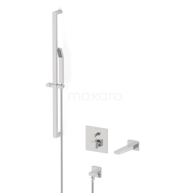Cubic Concealed bath mixer set | Chrome Single lever mixer tap with handheld shower 1 position CIC22-00038