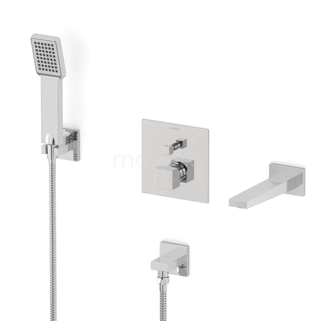 Cubic Concealed bath mixer set | Chrome Single lever mixer tap with handheld shower 1 position CIC22-00050