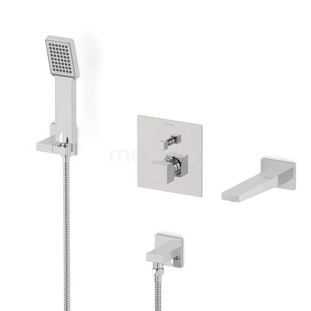 Cubic Concealed bath mixer set | Chrome Single lever mixer tap with handheld shower 1 position CIC22-00054