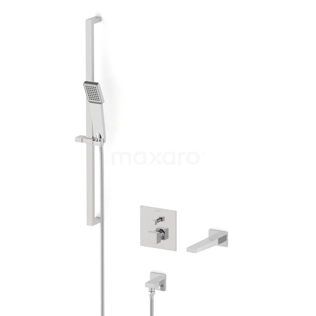 Cubic Concealed bath mixer set | Chrome Single lever mixer tap with handheld shower 1 position CIC22-00058