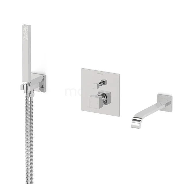 Cubic Concealed bath mixer set | Chrome Single lever mixer tap with handheld shower 1 position CIC44-00002