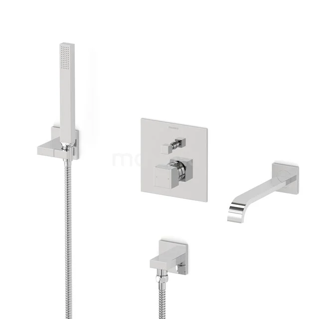 Cubic Concealed bath mixer set | Chrome Single lever mixer tap with handheld shower 1 position CIC44-00014