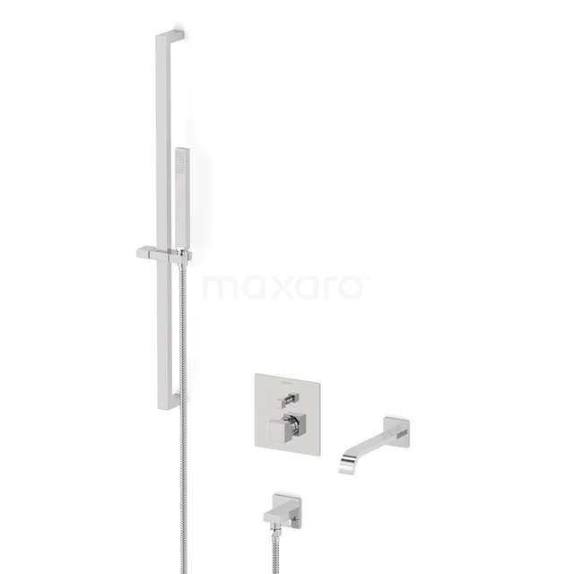 Cubic Concealed bath mixer set | Chrome Single lever mixer tap with handheld shower 1 position CIC44-00018