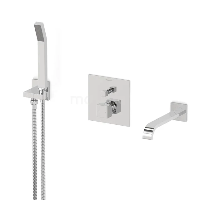 Cubic Concealed bath mixer set | Chrome Single lever mixer tap with handheld shower 1 position CIC44-00026