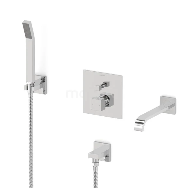 Cubic Concealed bath mixer set | Chrome Single lever mixer tap with handheld shower 1 position CIC44-00030