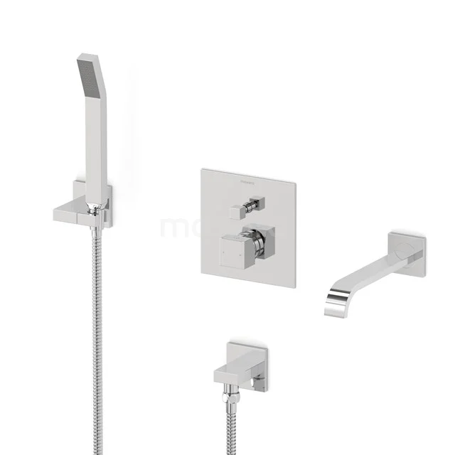 Cubic Concealed bath mixer set | Chrome Single lever mixer tap with handheld shower 1 position CIC44-00034