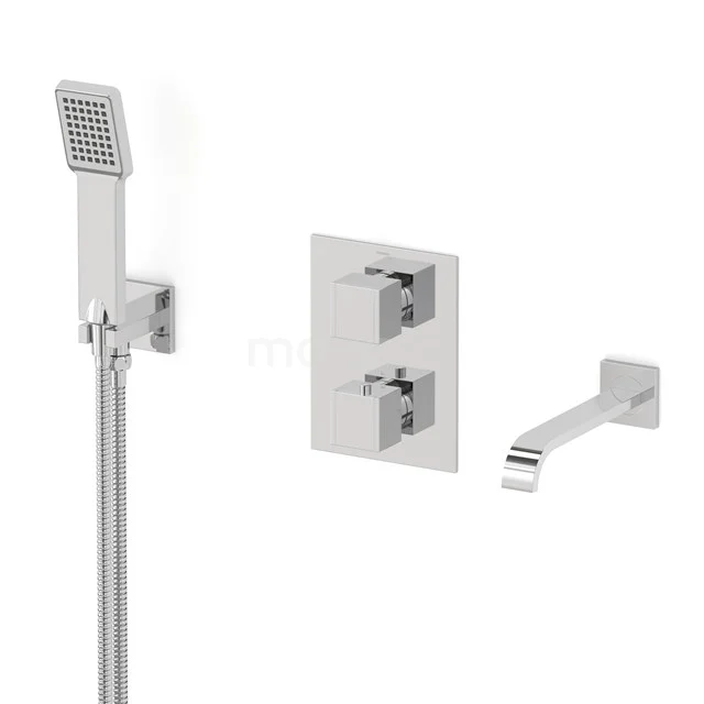 Cubic Built-in bath mixer set | Chrome Thermostatic mixer with handheld shower 1 position CIC44-00041