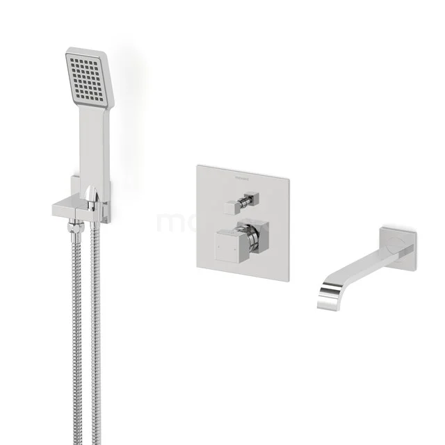 Cubic Concealed bath mixer set | Chrome Single lever mixer tap with handheld shower 1 position CIC44-00046