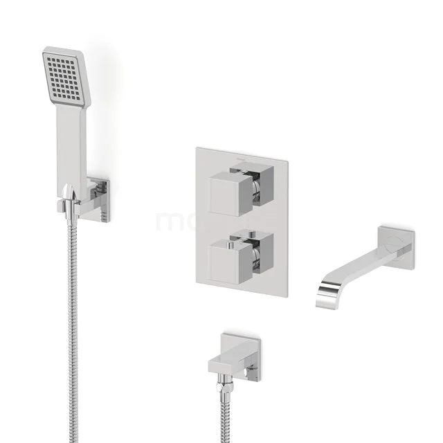 Cubic Inbouw badkranenset | Chroom Thermostaatkraan met handdouche 1 stand CIC44-00049