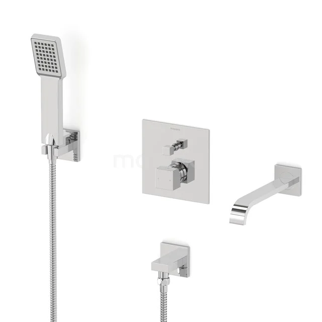 Cubic Concealed bath mixer set | Chrome Single lever mixer tap with handheld shower 1 position CIC44-00050