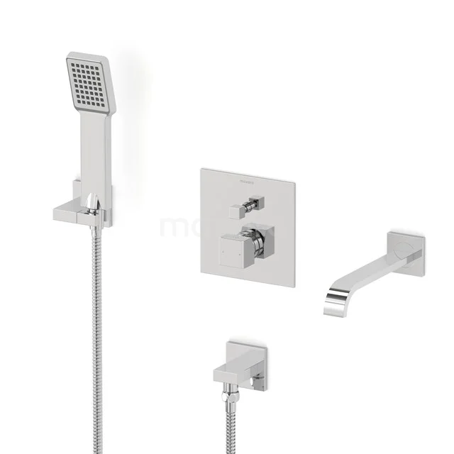 Cubic Unterputz-Wannenbatterie-Set | Chrom Einhebelmischer mit Handbrause 1 Position CIC44-00054