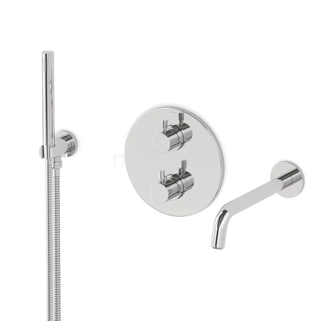 Radius Wanneneinbau-Mischbatterie-Set | Chrom Thermostatarmatur mit Handbrause 1 Position CIC55-00001