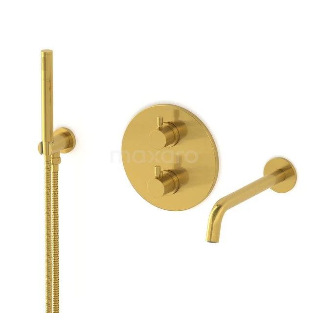 Radius Built-in bath mixer set | Gold Thermostatic mixer with handheld shower 5 positions CIG55-00001