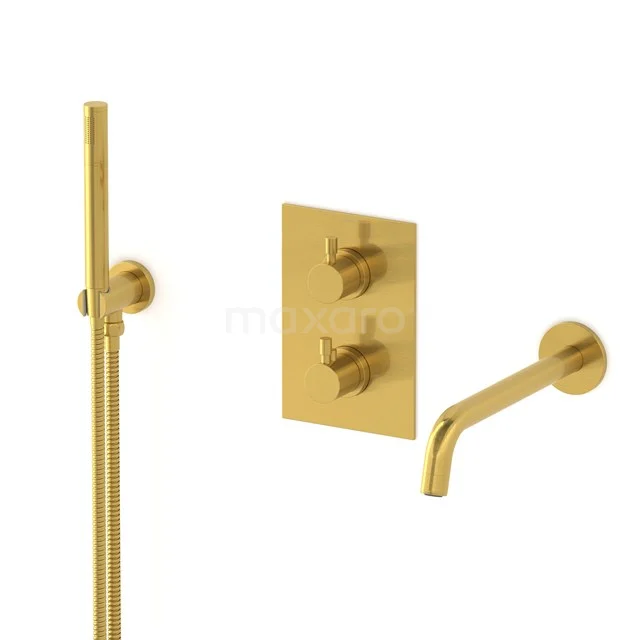 Radius Built-in bath mixer set | Gold Thermostatic mixer with handheld shower 1 position CIG55-00002