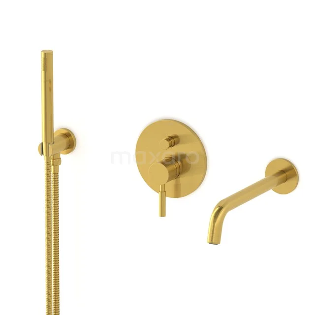 Radius Concealed bath mixer set | Gold Single lever mixer tap with handheld shower 1 position CIG55-00003