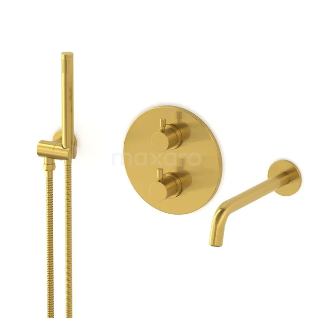 Radius Built-in bath mixer set | Gold Thermostatic mixer with handheld shower 1 position CIG55-00004
