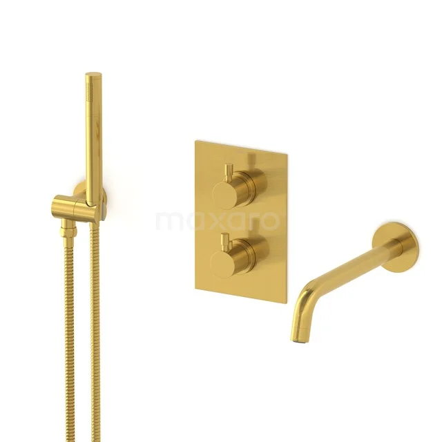 Radius Built-in bath mixer set | Gold Thermostatic mixer with handheld shower 1 position CIG55-00005