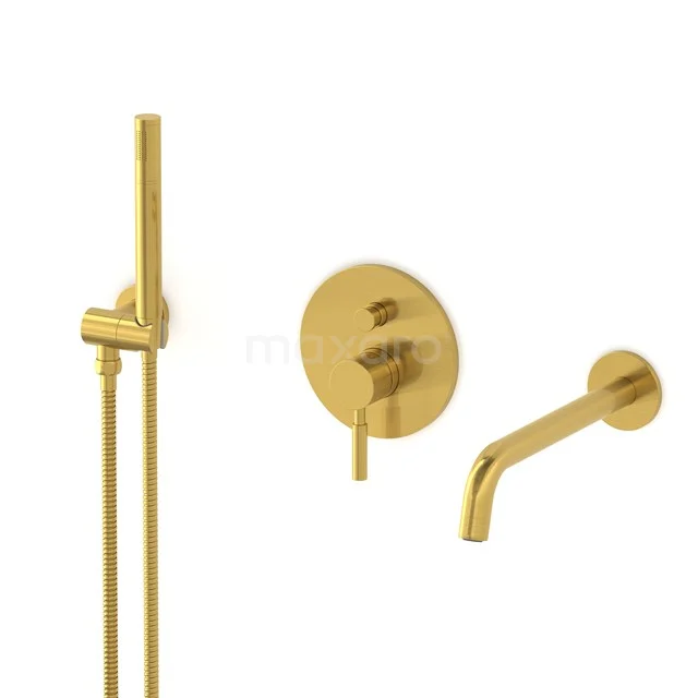 Radius Concealed bath mixer set | Gold Single lever mixer tap with handheld shower 1 position CIG55-00006