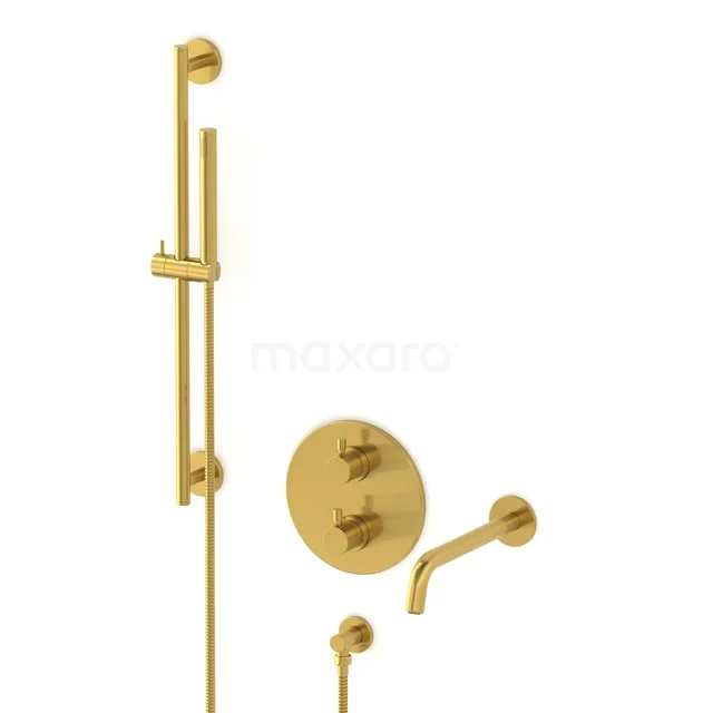 Radius Built-in bath mixer set | Gold Thermostatic mixer with handheld shower 1 position CIG55-00013