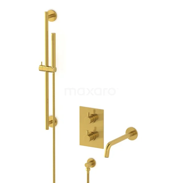 Radius Built-in bath mixer set | Gold Thermostatic mixer with handheld shower 1 position CIG55-00014