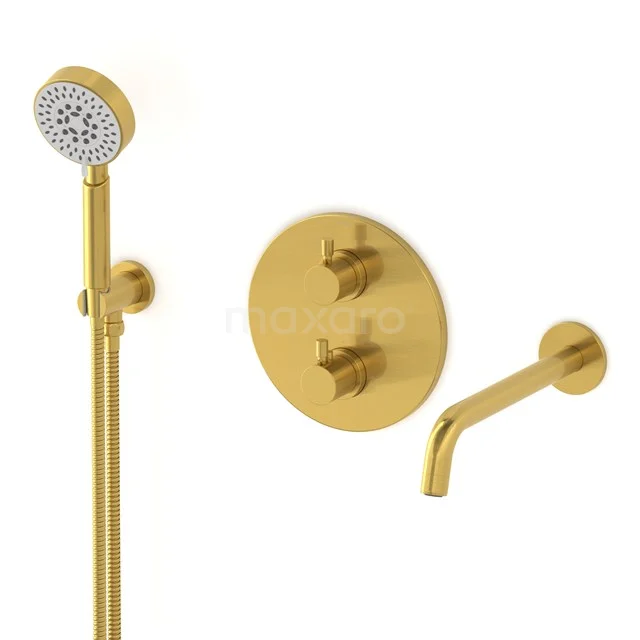 Radius Built-in bath mixer set | Gold Thermostatic mixer with handheld shower 5 positions CIG55-00016