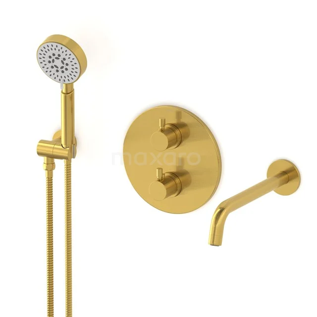 Radius Built-in bath mixer set | Gold Thermostatic mixer with handheld shower 5 positions CIG55-00019