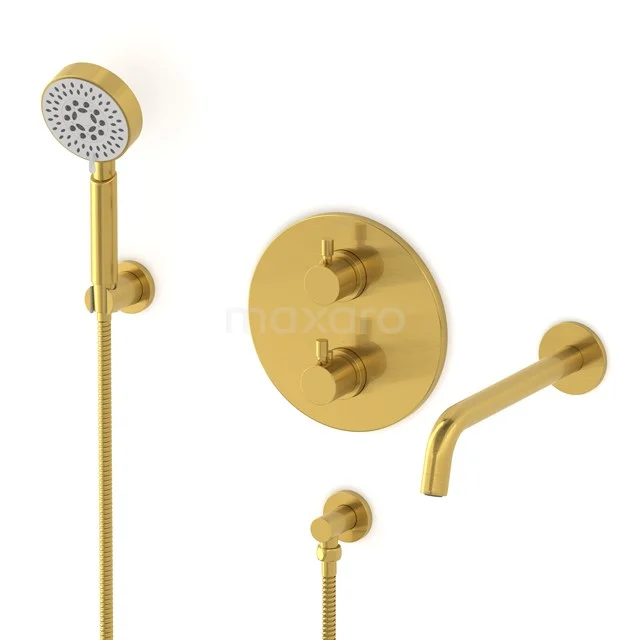 Radius Built-in bath mixer set | Gold Thermostatic mixer with handheld shower 5 positions CIG55-00022