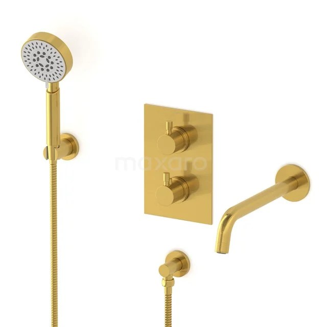 Radius Built-in bath mixer set | Gold Thermostatic mixer with handheld shower 5 positions CIG55-00023