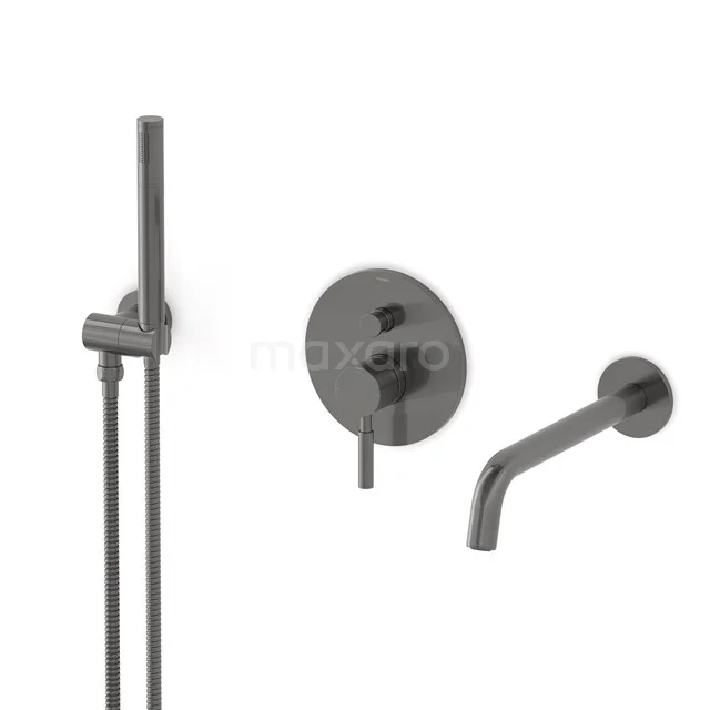 Radius Concealed bath mixer set | Black metal Single lever mixer tap with handheld shower 1 position CIM55-00006