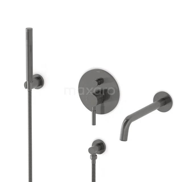 Radius Concealed bath mixer set | Black metal Single lever mixer tap with handheld shower 1 position CIM55-00009