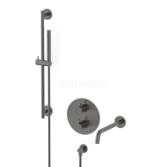 Radius Built-in bath mixer set | Black metal Thermostatic mixer with handheld shower 1 position CIM55-00013