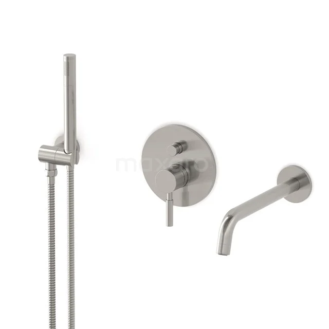 Radius Concealed bath mixer set | Stainless steel Single lever mixer tap with handheld shower 1 position CIR55-00006