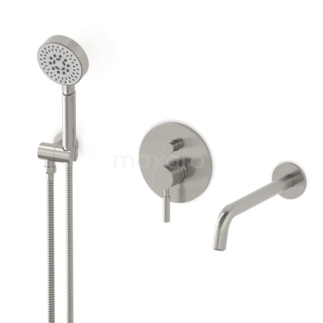Radius Concealed bath mixer set | Stainless steel Single lever mixer tap with handheld shower 5 positions CIR55-00021