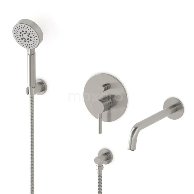 Radius Concealed bath mixer set | Stainless steel Single lever mixer tap with handheld shower 5 positions CIR55-00024