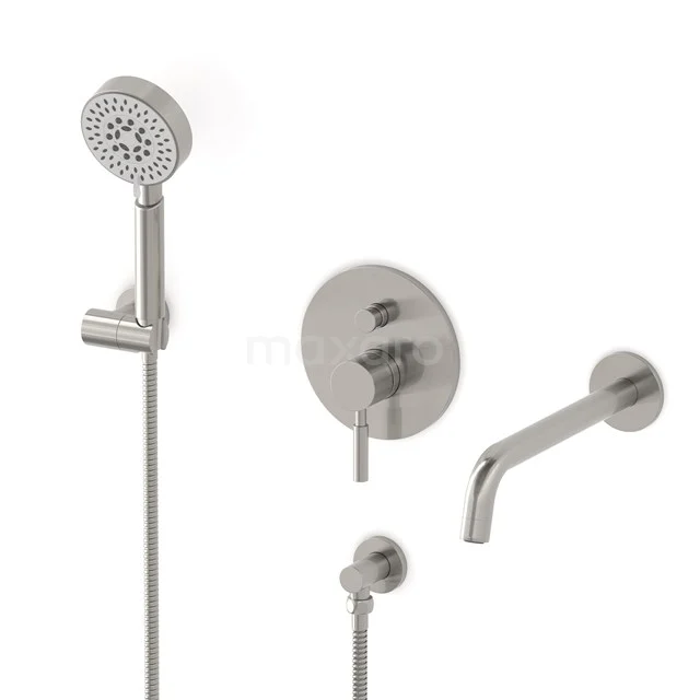 Radius Unterputz-Wannenbatterie-Set | Edelstahl Einhebelmischer mit Handbrause 5 Positionen CIR55-00027