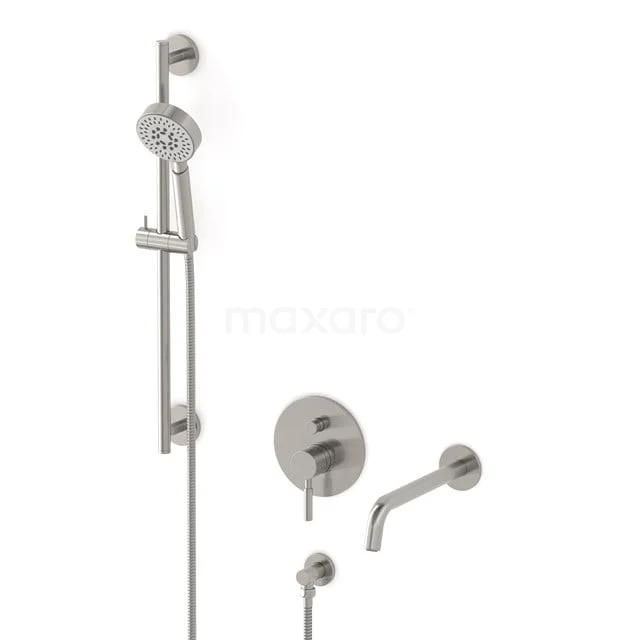 Radius Unterputz-Wannenbatterie-Set | Edelstahl Einhebelmischer mit Handbrause 5 Positionen CIR55-00030