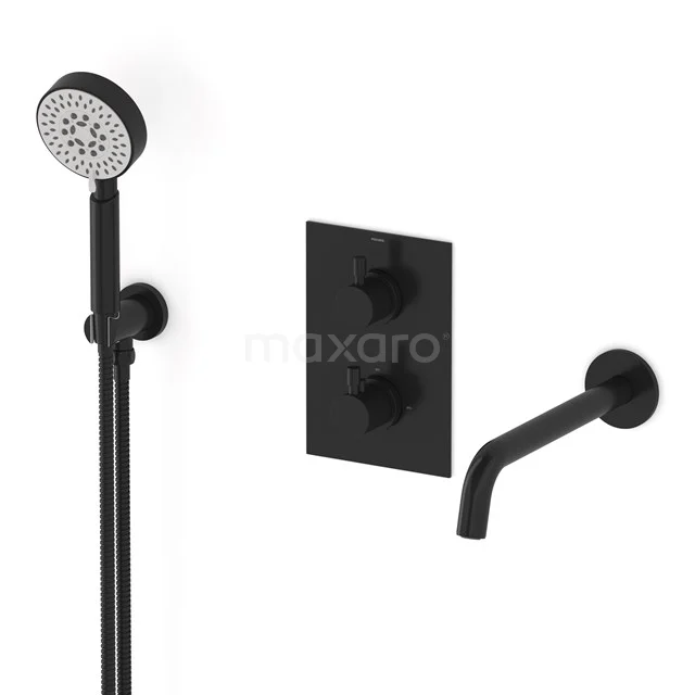 Radius Built-in bath mixer set | Black Thermostatic mixer with handheld shower 5 positions CIZ55-00017