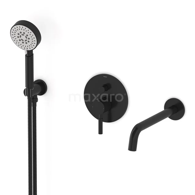 Radius Concealed bath mixer set | Black Single lever mixer tap with handheld shower 5 positions CIZ55-00018
