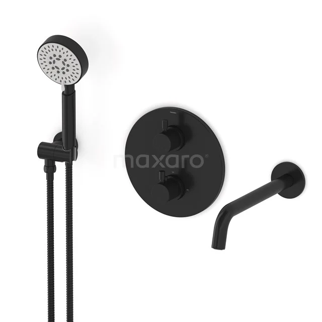 Radius Built-in bath mixer set | Black Thermostatic mixer with handheld shower 5 positions CIZ55-00019