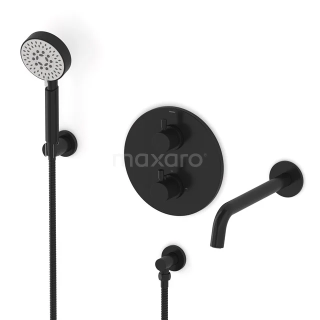 Radius Built-in bath mixer set | Black Thermostatic mixer with handheld shower 5 positions CIZ55-00022