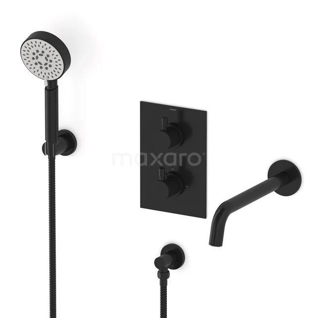 Radius Built-in bath mixer set | Black Thermostatic mixer with handheld shower 5 positions CIZ55-00023