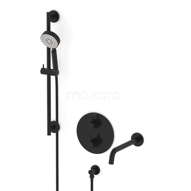Radius Built-in bath mixer set | Black Thermostatic mixer with handheld shower 5 positions CIZ55-00028