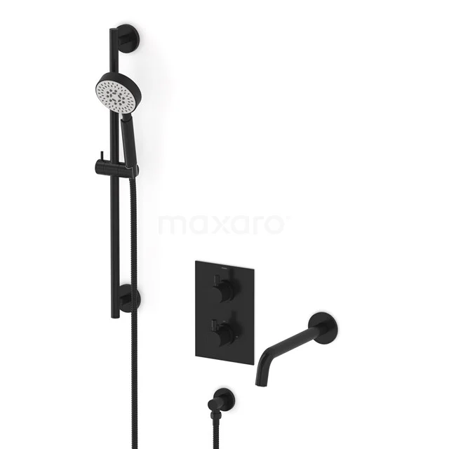 Radius Built-in bath mixer set | Black Thermostatic mixer with handheld shower 5 positions CIZ55-00029
