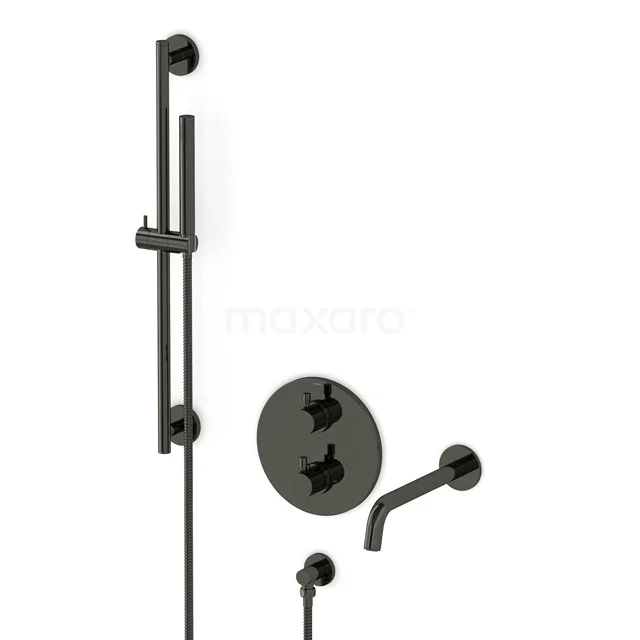 Radius Built-in bath mixer set | Black chrome Thermostatic mixer with handheld shower 1 position CIB55-00013