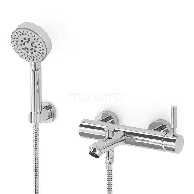 Radius exposed bath mixer tap set | Chrome Single lever mixer tap with handheld shower 5 positions COC55-00008