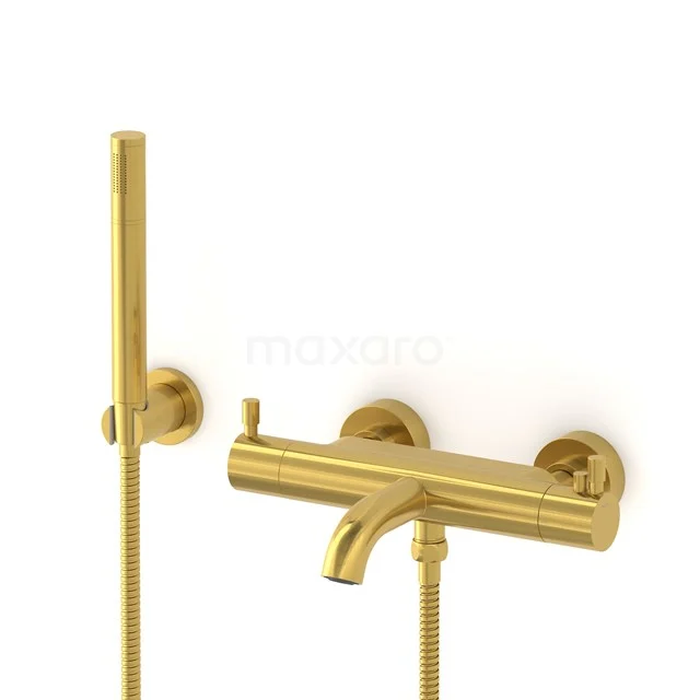 Radius exposed bath mixer set | Gold Thermostatic mixer with handheld shower 1 position COG55-00001
