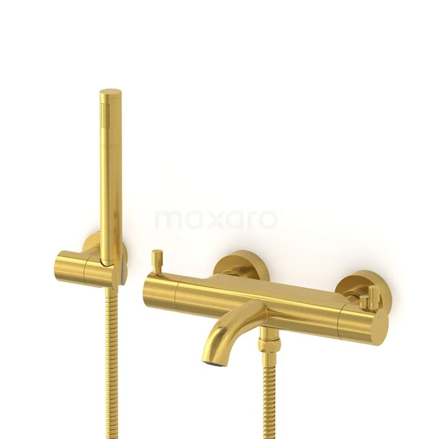 Radius exposed bath mixer set | Gold Thermostatic mixer with handheld shower 1 position COG55-00002