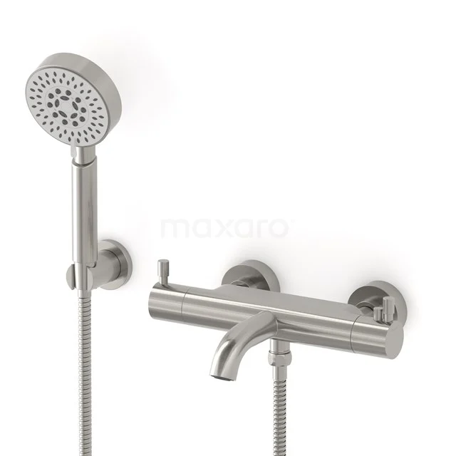 Radius exposed bath mixer set | stainless steel Thermostatic mixer with handheld shower 5 positions COR55-00004