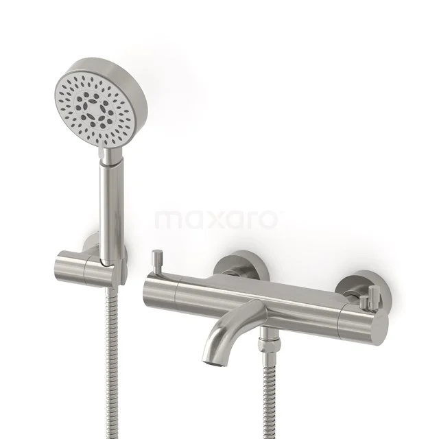 Radius exposed bath mixer set | stainless steel Thermostatic mixer with handheld shower 5 positions COR55-00005