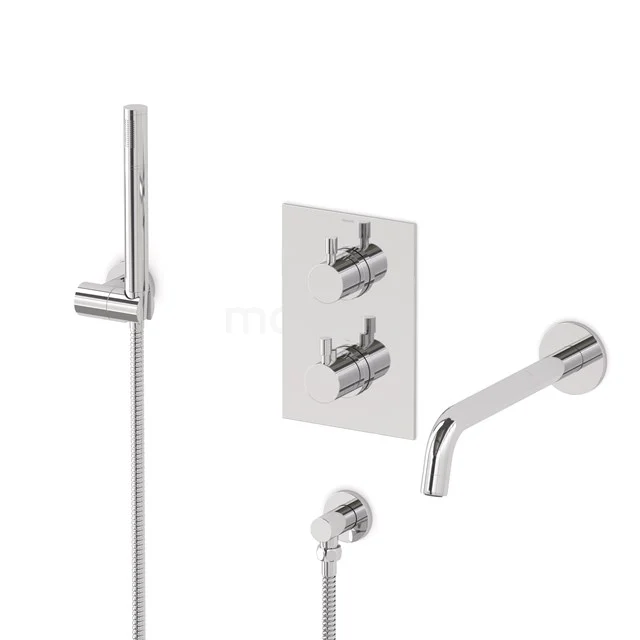 Radius Wanneneinbau-Mischbatterie-Set | Chrom Thermostatarmatur mit Handbrause 1 Position CIC55-00011